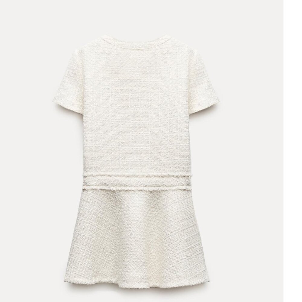 BLOGGER'S FAVE! Zara Chanel-like Tweed Mini Dress With Buttons Ecru NWT - Picture 16 of 16